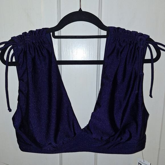 Time and Tru Blue Binki Top Cinched Shoulders Size XL Beach Picnic Park Lake - Picture 1 of 5